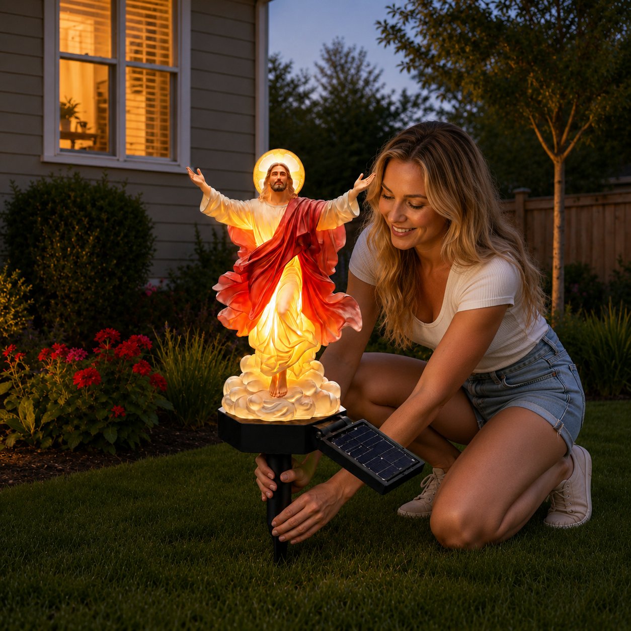š„Solar-Powered Illuminated Jesus Garden Statue