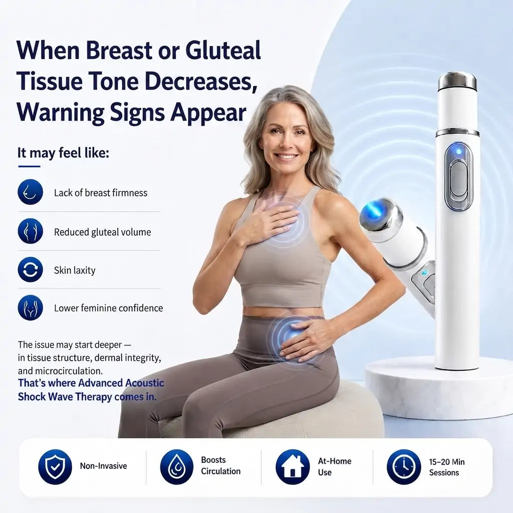 Advanced Acoustic Shockwave Therapy System✅Restores breast and gluteal firmness, revitalizes intimate tissue, and provides deep-target relief for muscle pain, joint stiffness, and tendon discomfort.