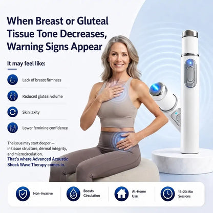 Advanced Acoustic Shockwave Therapy System✅Restores breast and gluteal firmness, revitalizes intimate tissue, and provides deep-target relief for muscle pain, joint stiffness, and tendon discomfort.
